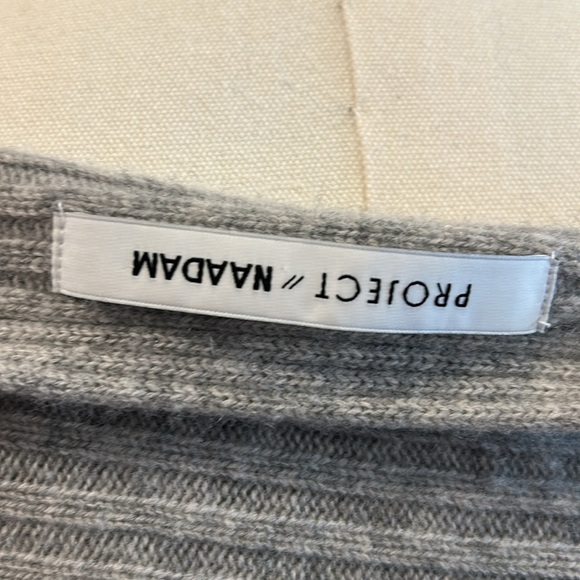 NAADAM Wool Cashmere Slouchy Boat Neck Ribbed Sweater Grey Heather Small - Picture 6 of 7